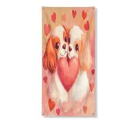 Striscione decorativo per porta Cavalier King Charles Spaniel, decorazione per porta d'ingresso a forma di cuore carino, decorazione per interni ed esterni, per cani, 91 x 182 cm