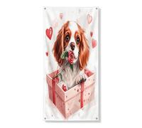 Striscione decorativo per porta Cavalier King Charles Spaniel, regalo divertente per San Valentino, copertura per porta d'ingresso, decorazione per interni ed esterni, cartello per portico per cani