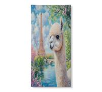 Striscione decorativo per porta con alpaca primaverile, torri romantiche per porta d'ingresso, decorazione per interni ed esterni, portico animale, 91 x 183 cm