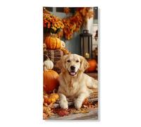 Striscione decorativo per porta con cane autunnale, carino Golden Retriever, decorazione autunnale, per interni ed esterni, forniture per celebrazione del Ringraziamento, 91 x 182 cm