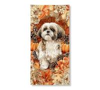 Striscione decorativo per porta con cane autunnale, illustrazione rustica con animali, decorazione autunnale, per interni ed esterni, forniture per festival del raccolto 91 x 182 cm