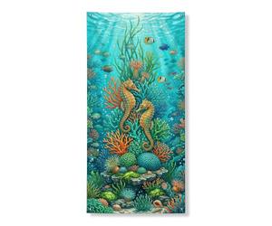 Striscione decorativo per porta con cavallucci marini vivaci, design artistico barriera corallina, decorazione per porta d'ingresso, per interni ed esterni, estate oceano, forniture per feste a tema