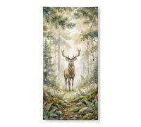 Striscione decorativo per porta con cervi della foresta, scena rustica della natura, decorazione per porta d'ingresso, per interni ed esterni, forniture per vacanze autunnali, 91 x 182 cm