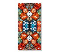 Striscione decorativo per porta con dadi colorati, vivaci motivi di gioco per la porta d'ingresso, per interni ed esterni, divertente gioco a tema per la notte, 91 x 183 cm