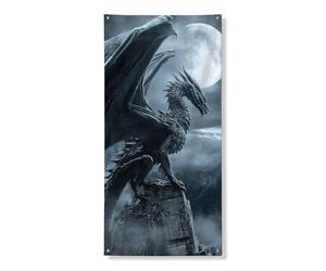 Striscione decorativo per porta con drago fantasy, mistico creatura oscura per porta d'ingresso, per interni ed esterni, a tema Halloween, forniture per festival 91 x 182 cm
