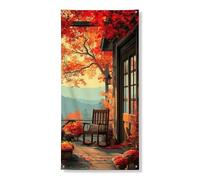 Striscione decorativo per porta con foglie autunnali, accogliente decorazione rustica autunnale per porta d'ingresso, per interni ed esterni, forniture per le vacanze del Ringraziamento, 91 x 182 cm
