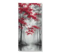 Striscione decorativo per porta con foglie rosse autunnali, elegante scena della natura, decorazione per porta d'ingresso, per interni ed esterni, stagionale, da appendere, forniture per le vacanze