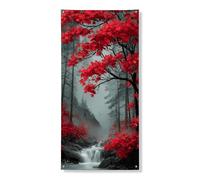 Striscione decorativo per porta con foglie rosse autunnali, paesaggi paesaggistici della natura, decorazione per porta d'ingresso, per interni ed esterni, festival autunnali, forniture per le vacanze
