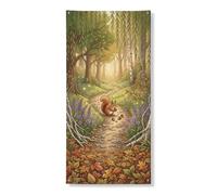 Striscione decorativo per porta con foresta autunnale, affascinante scoiattolo, per interni ed esterni, decorazione per le vacanze, 91 x 182 cm