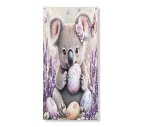 Striscione decorativo per porta con koala pasquali, simpatiche uova di lavanda, copertura per porta d'ingresso, decorazione per interni ed esterni, portico animale, 91 x 183 cm