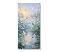 Striscione decorativo per porta con libellula, scena serena con ninfee, decorazione primaverile per esterni, forniture per festival 91 x 183 cm