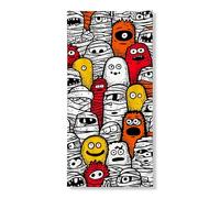 Striscione decorativo per porta con mostri, divertenti personaggi dei cartoni animati fantasiosi, decorazione per porta d'ingresso, per interni ed esterni, forniture per festival di Halloween, 91 x
