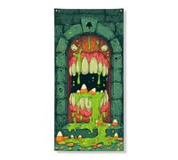 Striscione decorativo per porta con mostro spettrale, raccapricciante melma verde horror, decorazione per Halloween, forniture per feste per interni ed esterni, 91 x 183 cm