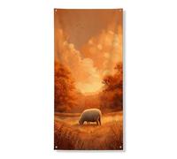 Striscione decorativo per porta con pecore autunnali, stile rustico, arte paesaggistica, raccolta autunnale, decorazione per porta d'ingresso, per interni ed esterni, stagionale, da appendere, 91 x