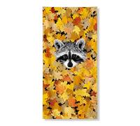 Striscione decorativo per porta con procione autunnale, motivo fantasioso con foglie, decorazione per porta d'ingresso, per interni ed esterni, autunno stagionale, da appendere, 91 x 183 cm