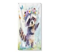 Striscione decorativo per porta con procione primaverile, divertente farfalla copertura per porta d'ingresso, decorazione per interni ed esterni, sfondo per animali da cortile, forniture 91 x 182 cm