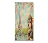 Striscione decorativo per porta con scimmia primaverile, torri romantiche per porta d'ingresso, decorazione per interni ed esterni, portico animale, 91 x 183 cm