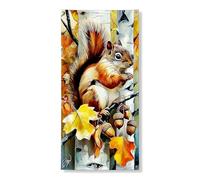 Striscione decorativo per porta con scoiattolo autunnale, colorato animali del bosco, decorazione per porta d'ingresso, per interni ed esterni, autunno stagionale, sfondo da appendere 91 x 183 cm