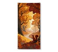 Striscione decorativo per porta con scoiattolo autunnale, scena rustica della foresta autunnale, decorazione per porta d'ingresso, per interni ed esterni, forniture per celebrazione del raccolto 91 x