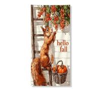 Striscione decorativo per porta con scoiattolo autunnale, vintage, raccolto autunnale, animali, decorazione per porta d'ingresso, per interni ed esterni, forniture per vacanze stagionali, 91 x 182 cm