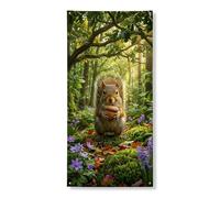 Striscione decorativo per porta con scoiattolo, fantasiosa foresta con animali, decorazione primaverile e naturale, decorazione per esterni, festival e vacanze, 91 x 183 cm