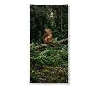 Striscione decorativo per porta con scoiattolo foresta, scena rustica, decorazione per esterni, primavera estate fauna selvatica da appendere, forniture per festival, 91 x 182 cm