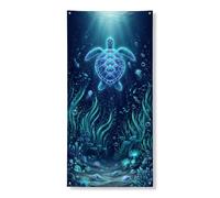 Striscione decorativo per porta con tartaruga subacquea, motivo creature oceaniche a tema creature per porta d'ingresso, per interni ed esterni, festival estivi, forniture per vacanze 91 x 183 cm