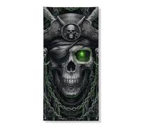 Striscione decorativo per porta con teschio pirata, arte scura gotica a tema pirata, decorazione per porta d'ingresso, per interni ed esterni, forniture per feste di Halloween, 91 x 183 cm