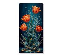 Striscione decorativo per porta con tulipani vivaci, design floreale artistico per porta d'ingresso, per interni ed esterni, festival di primavera, forniture per vacanze 91 x 183 cm