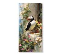 Striscione decorativo per porta con uccellini, scena naturale, vintage, decorazione primaverile, per interni ed esterni, design floreale per ingresso casa, 91 x 182 cm