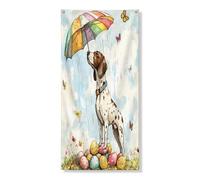 Striscione decorativo per porta del cane a pelo corto tedesco pasquale, divertente ombrello uova, copertura per porta d'ingresso, decorazione per interni ed esterni, cartello per portico per animali