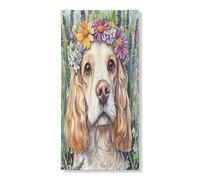 Striscione decorativo per porta del cane Cocker Spaniel, estetica floreale pianta anteriore copertura per porta d'ingresso, decorazione per interni ed esterni, sfondo per animali domestici, 91 x 182