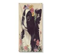 Striscione decorativo per porta del cane con mento giapponese, fresco estetico floreale per porta d'ingresso, decorazione per interni ed esterni, sfondo per animali domestici, 91 x 182 cm