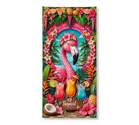 Striscione decorativo per porta del paradiso tropicale, vivace uccello tropicale e piante esotiche, decorazione per porta d'ingresso, forniture per feste estive per interni ed esterni, 91 x 182 cm