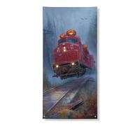 Striscione decorativo per porta del treno di Halloween, spettrale zucca fantasma treno decorazione per porta d'ingresso, per interni ed esterni, festival autunnali, forniture per vacanze 91 x 183 cm