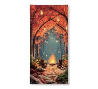 Striscione decorativo per porta della foresta autunnale, accogliente paesaggio autunnale, scena naturale, decorazione per porta d'ingresso, per interni ed esterni, forniture per le vacanze del