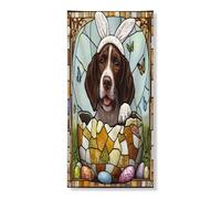 Striscione decorativo per porta di cane a pelo corto tedesco pasquale, uova in vetro colorato, copertura per porta d'ingresso, decorazione per interni ed esterni, sfondo per animali domestici, 91 x