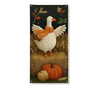 Striscione decorativo per porta d'oca autunnale, fantasioso animale della fattoria, decorazione autunnale per interni ed esterni, forniture per il raccolto del Ringraziamento, 91 x 182 cm
