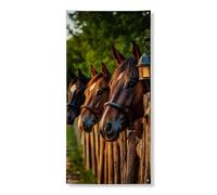 Striscione decorativo per porta equestre, ritratti di cavalli maestosi, decorazione per porta d'ingresso, per interni ed esterni, forniture per festival autunnali, 91 x 183 cm