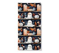 Striscione decorativo per porta fantasma di Halloween, simpatici personaggi spettrali e design floreale, decorazione natalizia per interni ed esterni, 91 x 182 cm