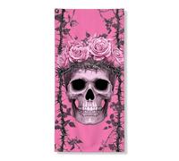Striscione decorativo per porta floreale con teschio, gotico pesca rose e spine, decorazione per porta d'ingresso, per interni ed esterni, forniture per festival di Halloween, 91 x 183 cm