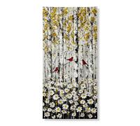 Striscione decorativo per porta floreale primaverile, motivo floreale giallo rustico con uccelli decorazione per porta d'ingresso, forniture per interni ed esterni stagionali per vacanze 91,8 x 182,9