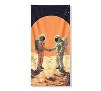 Striscione decorativo per porta, motivo astronauta spaziale, astronauti cosmici retrò, amicizia, decorazione per interni ed esterni, tema fantascientifico tutto l'anno, perfetto per festival, 91 x 182