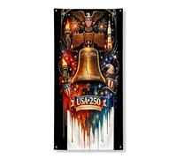 Striscione decorativo per porta patriottica, simboli vintage americani e fuochi d'artificio decorazione per porta d'ingresso, forniture per interni ed esterni, 91 x 182 cm