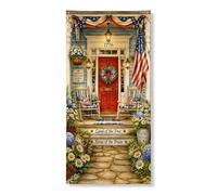 Striscione decorativo per porta patriottica, stile vintage americano, stelle e strisce, decorazione per porta d'ingresso, per interni ed esterni, forniture per celebrazioni, 91 x 182 cm
