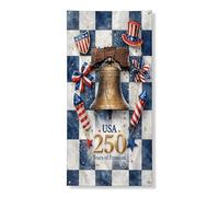 Striscione decorativo per porta patriottico, stile vintage con campana della libertà e stelle, decorazione per il giorno dell'indipendenza, 91 x 182 cm