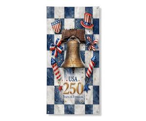 Striscione decorativo per porta patriottico, stile vintage con campana della libertà e stelle, decorazione per il giorno dell'indipendenza, 91 x 182 cm