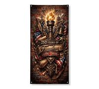 Striscione decorativo per porta patriottico vintage, decorazione rustica per celebrazione della libertà, decorazione da parete per interni ed esterni, forniture per feste per il giorno