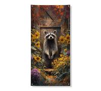 Striscione decorativo per porta procione, decorazione rustica autunnale a tema fauna selvatica, decorazione per porta d'ingresso, per interni ed esterni, autunno stagionale, sfondo da appendere 91 x