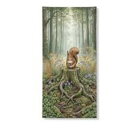 Striscione decorativo per porta scoiattolo foresta, decorazione rustica per porta d'ingresso, per interni ed esterni, autunno e natura, da appendere, forniture per festival, 91 x 182 cm